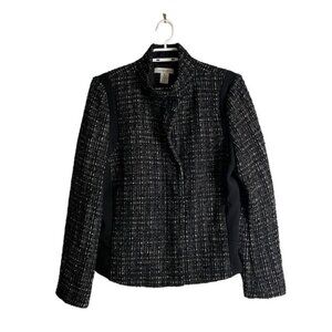 Liz Claiborne Women's Black Patterned Tweed Jacket